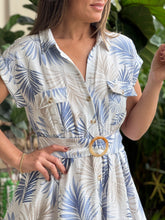 Load image into Gallery viewer, “Meghan” Belted Printed Short Sleeve Mini Dress
