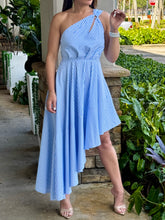 Load image into Gallery viewer, &quot;Ariel&quot; One Shoulder Asymmetric Striped Midi Dress
