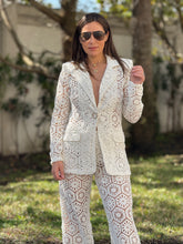 Load image into Gallery viewer, “Bianka&quot; Stunning Crochet Blazer And Matching High Waisted Pants
