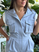 Load image into Gallery viewer, Chloe&quot; Chest Flap Pockets And Zipper In The Front Romper
