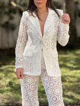 Load image into Gallery viewer, “Bianka&quot; Stunning Crochet Blazer And Matching High Waisted Pants
