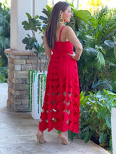 Load image into Gallery viewer, “Georgina” Sleeveless Belted Laser Cut Maxi Dress

