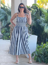 Load image into Gallery viewer, &quot;Laurie&quot; Bow Tie Sleeveless Dress With Striped Pattern
