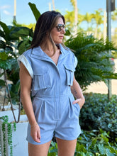 Load image into Gallery viewer, Chloe&quot; Chest Flap Pockets And Zipper In The Front Romper

