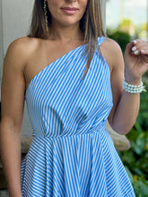 Load image into Gallery viewer, &quot;Ariel&quot; One Shoulder Asymmetric Striped Midi Dress

