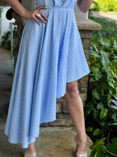 Load image into Gallery viewer, &quot;Ariel&quot; One Shoulder Asymmetric Striped Midi Dress
