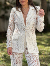 Load image into Gallery viewer, “Bianka&quot; Stunning Crochet Blazer And Matching High Waisted Pants
