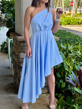 Load image into Gallery viewer, &quot;Ariel&quot; One Shoulder Asymmetric Striped Midi Dress
