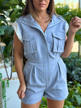 Load image into Gallery viewer, Chloe&quot; Chest Flap Pockets And Zipper In The Front Romper
