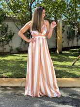 Load image into Gallery viewer, &quot;Ella&quot; Satin Striped Wide Leg Jumpsuit
