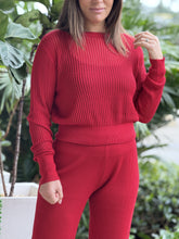 Load image into Gallery viewer, &quot;Kiara&quot; Long Sleeve Mesh Sweater And Knit Pants Set
