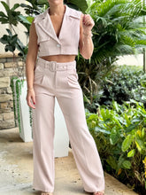 Load image into Gallery viewer, &quot;Luna&quot; Crop Sleeveless Vest And Belted High Waisted Pants Set
