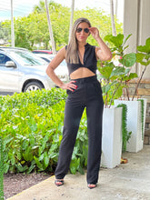Load image into Gallery viewer, &quot;Luna&quot; Woven Twisted Crop Top And High Waisted Pants Set
