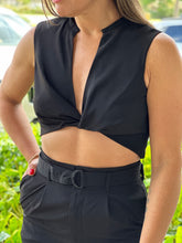 Load image into Gallery viewer, &quot;Luna&quot; Woven Twisted Crop Top And High Waisted Pants Set
