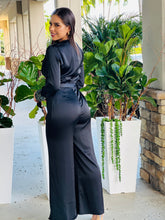 Load image into Gallery viewer, &quot;Cherly&quot; Cowl Belted Sequin Sleeve Band Detailing Jumpsuit
