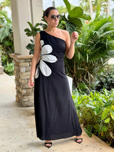 Load image into Gallery viewer, &quot;Esme&quot; One Shoulder Sleeve , Cut Out And Flower Detail On The Side Midi Dress
