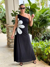 Load image into Gallery viewer, &quot;Esme&quot; One Shoulder Sleeve , Cut Out And Flower Detail On The Side Midi Dress
