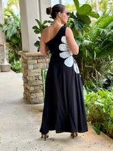Load image into Gallery viewer, &quot;Esme&quot; One Shoulder Sleeve , Cut Out And Flower Detail On The Side Midi Dress
