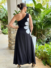 Load image into Gallery viewer, &quot;Esme&quot; One Shoulder Sleeve , Cut Out And Flower Detail On The Side Midi Dress
