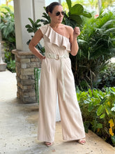 Load image into Gallery viewer, &quot;Noa&quot; One Shoulder Ruffle Sleeve Belted Jumpsuit
