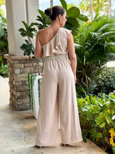 Load image into Gallery viewer, &quot;Noa&quot; One Shoulder Ruffle Sleeve Belted Jumpsuit
