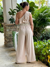 Load image into Gallery viewer, &quot;Noa&quot; One Shoulder Ruffle Sleeve Belted Jumpsuit
