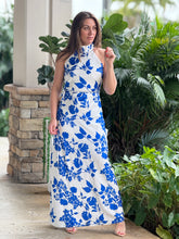 Load image into Gallery viewer, &quot;Goia&quot; Halter Neck Satin Print Maxi Dress
