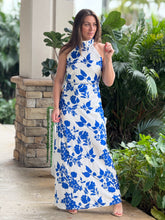 Load image into Gallery viewer, &quot;Goia&quot; Halter Neck Satin Print Maxi Dress
