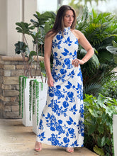 Load image into Gallery viewer, &quot;Goia&quot; Halter Neck Satin Print Maxi Dress
