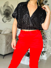 Load image into Gallery viewer, &quot;Christy&quot; Sequins Short Sleeve Crop Top
