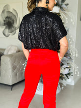 Load image into Gallery viewer, &quot;Christy&quot; Sequins Short Sleeve Crop Top
