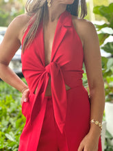 Load image into Gallery viewer, &quot;Hanna&quot; Halter Tie Front Split Jumpsuit

