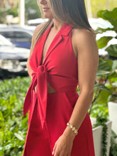 Load image into Gallery viewer, &quot;Hanna&quot; Halter Tie Front Split Jumpsuit
