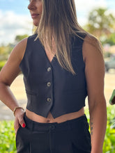 Load image into Gallery viewer, &quot;Zoe&quot; Cropped Blazer Vest With Button- Up
