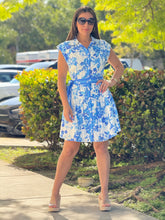 Load image into Gallery viewer, &quot;Gio&quot; Sleeveless Button Down Tiered Mini Dress With Self Belt And Pleated Skirt

