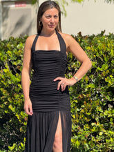Load image into Gallery viewer, &quot;Francis&quot; Ruched Mesh Halter Maxi Dress
