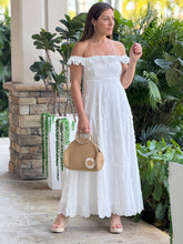 Load image into Gallery viewer, &quot;Vero&quot; Textured Floral Print Ruffle Off-Shoulder Midi Dress
