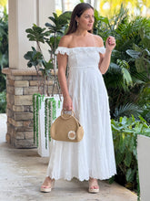 Load image into Gallery viewer, &quot;Vero&quot; Textured Floral Print Ruffle Off-Shoulder Midi Dress
