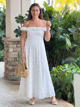 Load image into Gallery viewer, &quot;Vero&quot; Textured Floral Print Ruffle Off-Shoulder Midi Dress
