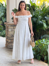 Load image into Gallery viewer, &quot;Vero&quot; Textured Floral Print Ruffle Off-Shoulder Midi Dress
