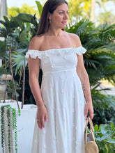 Load image into Gallery viewer, &quot;Vero&quot; Textured Floral Print Ruffle Off-Shoulder Midi Dress
