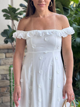 Load image into Gallery viewer, &quot;Vero&quot; Textured Floral Print Ruffle Off-Shoulder Midi Dress
