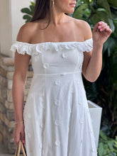 Load image into Gallery viewer, &quot;Vero&quot; Textured Floral Print Ruffle Off-Shoulder Midi Dress
