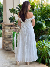 Load image into Gallery viewer, &quot;Vero&quot; Textured Floral Print Ruffle Off-Shoulder Midi Dress

