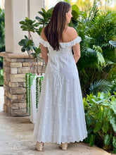 Load image into Gallery viewer, &quot;Vero&quot; Textured Floral Print Ruffle Off-Shoulder Midi Dress
