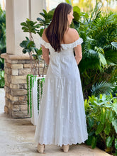 Load image into Gallery viewer, &quot;Vero&quot; Textured Floral Print Ruffle Off-Shoulder Midi Dress
