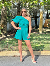 Load image into Gallery viewer, &quot;Parma&quot; One Shoulder Puffy Sleeve Romper
