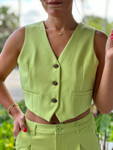 Load image into Gallery viewer, &quot;Zoe&quot; Cropped Blazer Vest With Button- Up

