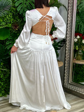 Load image into Gallery viewer, “Francesca” Satin Long Sleeve With Ruffes Maxi Dress
