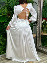 Load image into Gallery viewer, “Francesca” Satin Long Sleeve With Ruffes Maxi Dress
